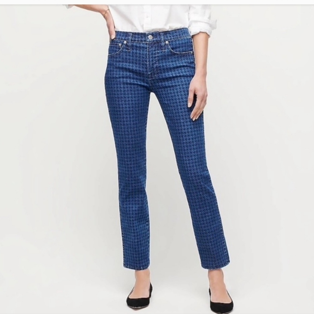 J Crew Vintage Straight Jeans In Houndstooth Pattern